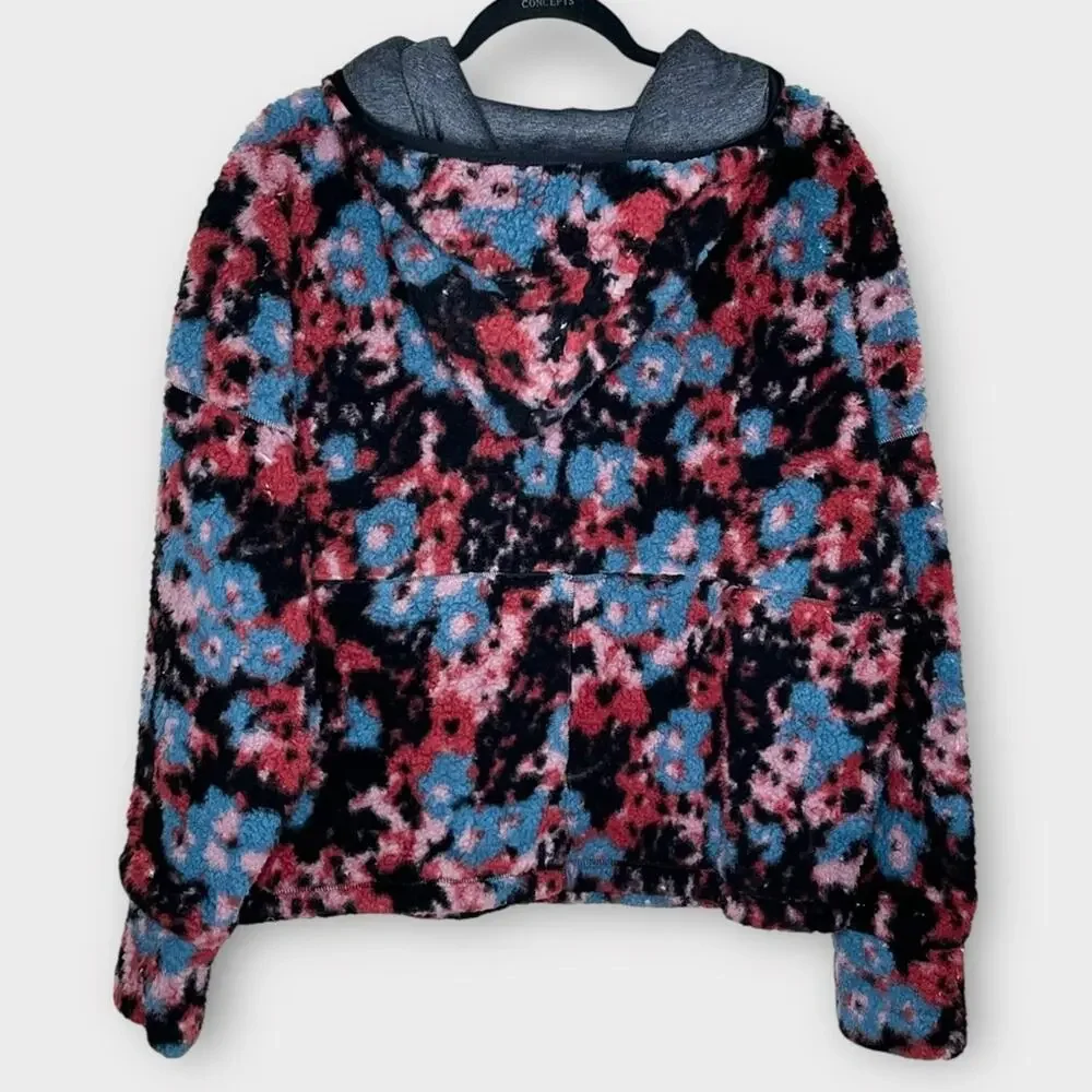PRANA Floral Polar Escape Half Zip Fleece Pullover Women's Large Cozy Hiking